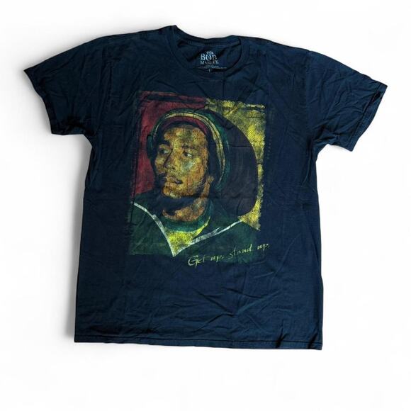 Black Bob Marley Graphic T-Shirt - Picture 1 of 8